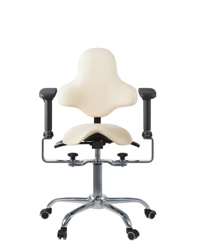 ERGODENS 22 židle lékařská, područky, kříž chrom, ekologická kůže smetanová